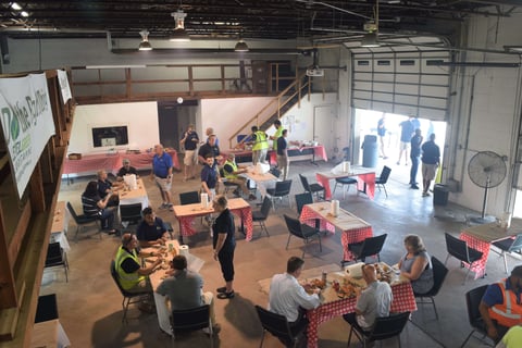 Level Green employees enjoying their crab feast