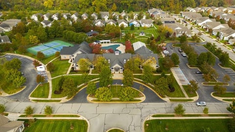 Aerial view of HOA landscape