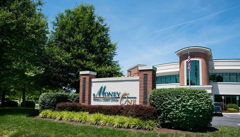 Entrance sign and landscaping for office complex