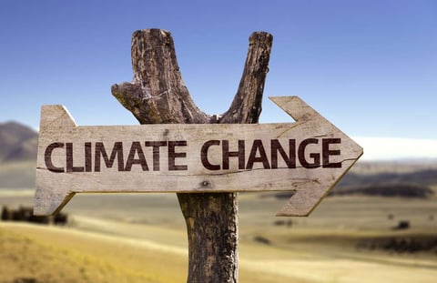 Climate Change sign on landscape